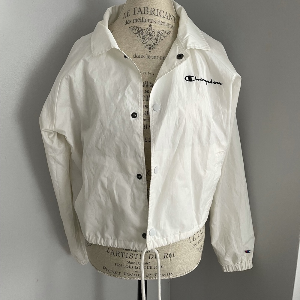 Champion white drawstring windbreaker
